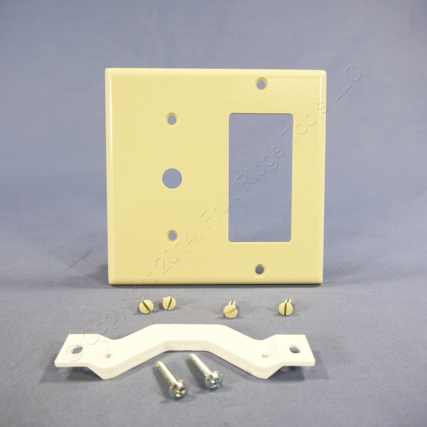 Leviton 80479-I Ivory 2-Gang Decora GFI Cable Plastic Standard Wallplate Cover