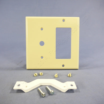 Leviton 80479-I Ivory 2-Gang Decora GFI Cable Plastic Standard Wallplate Cover