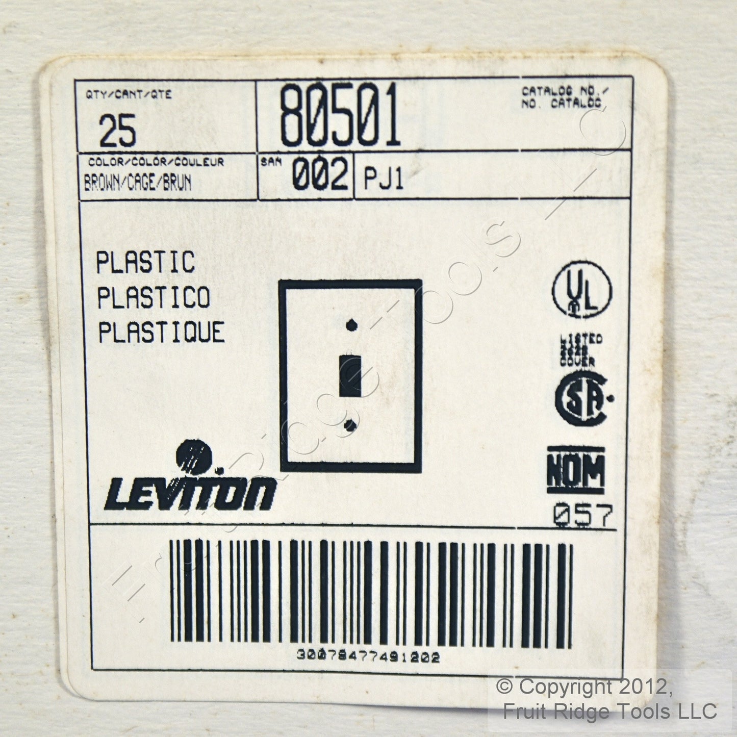 Leviton 80501 Brown 1-Gang Toggle Switch Plastic Midway Wallplate Covers 25-pack