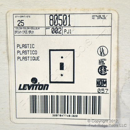 Leviton 80501 Brown 1-Gang Toggle Switch Plastic Midway Wallplate Covers 25-pack