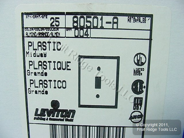 Leviton 80501-A Almond 1-Gang Toggle Switch Plastic Midway Wallplates 25-pack