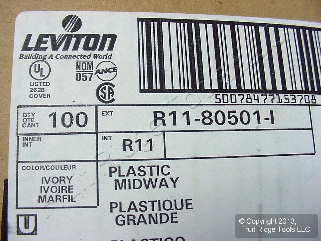 Leviton 80501-I Ivory 1-Gang Toggle Switch Plastic Midway Wallplates 100-pack