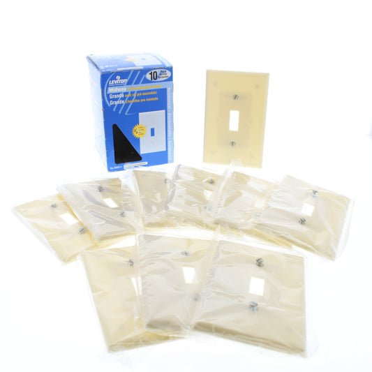 Leviton 80501-I Ivory 1-Gang Toggle Switch Plastic Midway Wallplate Covers 10pcs