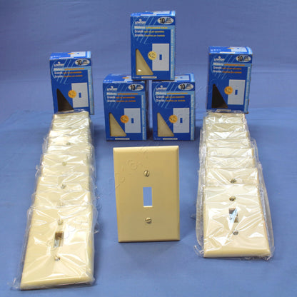 Leviton 80501-I Ivory 1-Gang Toggle Switch Plastic Midway Wallplate Covers 50pcs
