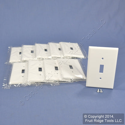 10 Leviton White Midway Toggle Switch Cover Wallplate 1Gang Switchplates 80501-W