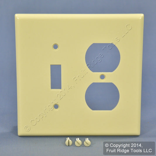 Leviton 80505-A Almond 2-Gang Toggle Duplex Outlet Plastic Midway Wallplate