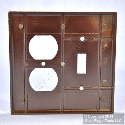 Leviton 80505 Brown 2-Gang Toggle Switch Duplex Outlet Plastic Midway Wallplate