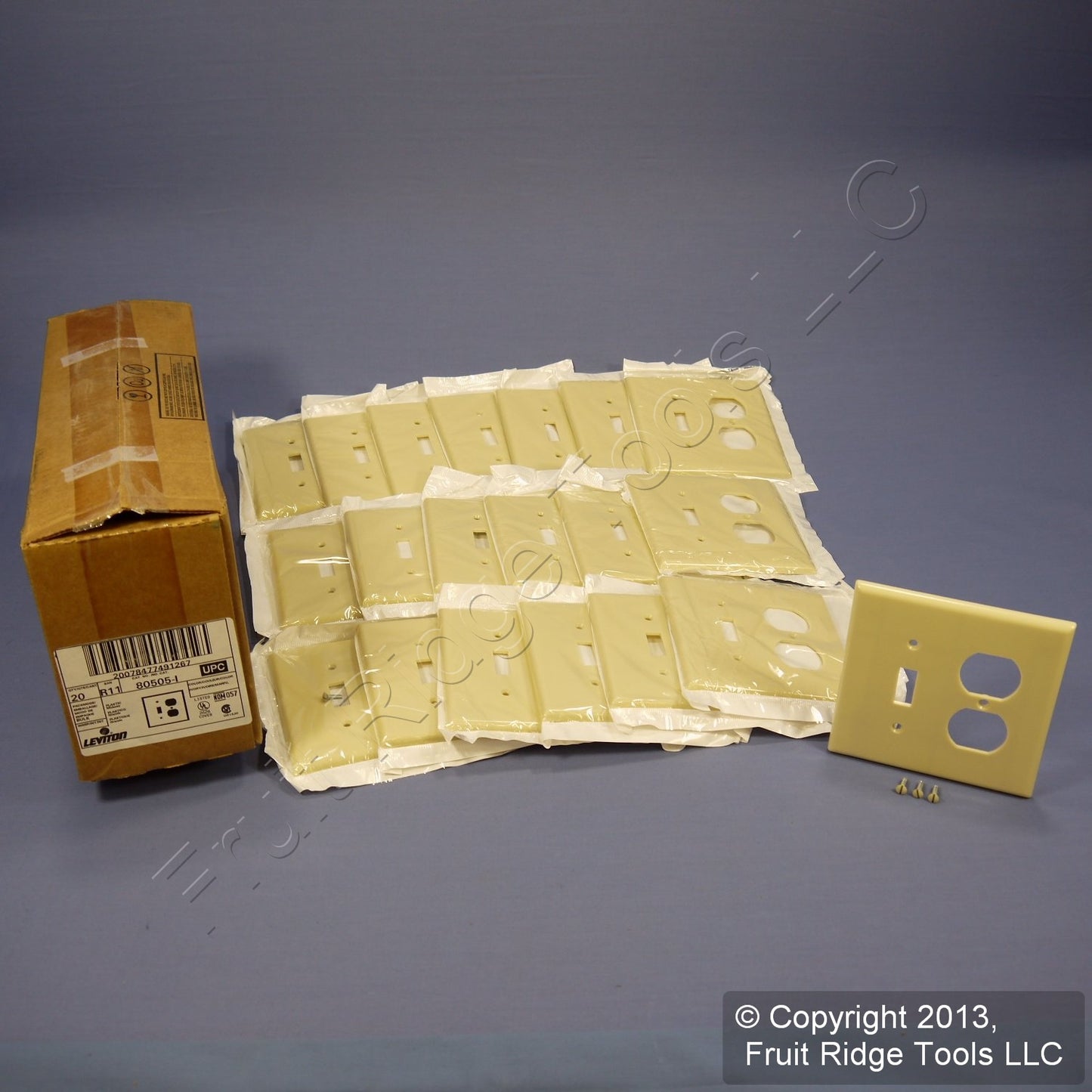 Leviton 80505-I Ivory 2-Gang Toggle Duplex Plastic Midway Wallplate Cover 20pcs
