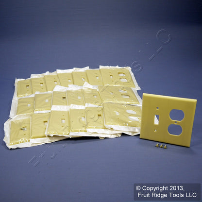 Leviton 80505-I Ivory 2-Gang Toggle Duplex Plastic Midway Wallplate Cover 20pcs
