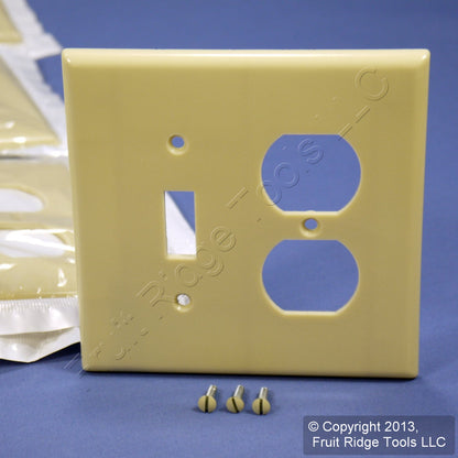 Leviton 80505-I Ivory 2-Gang Toggle Duplex Plastic Midway Wallplate Cover 20pcs