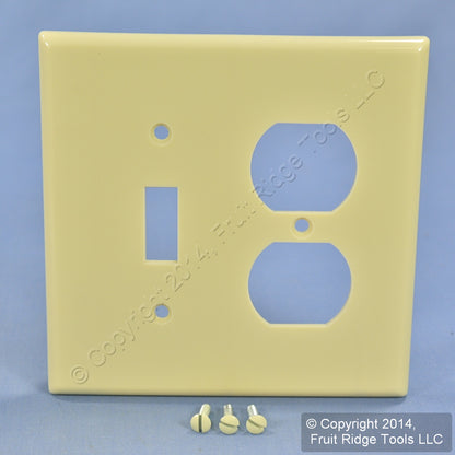 Leviton 80505-I Ivory 2-Gang Toggle Switch Duplex Outlet Midway Wallplate Cover