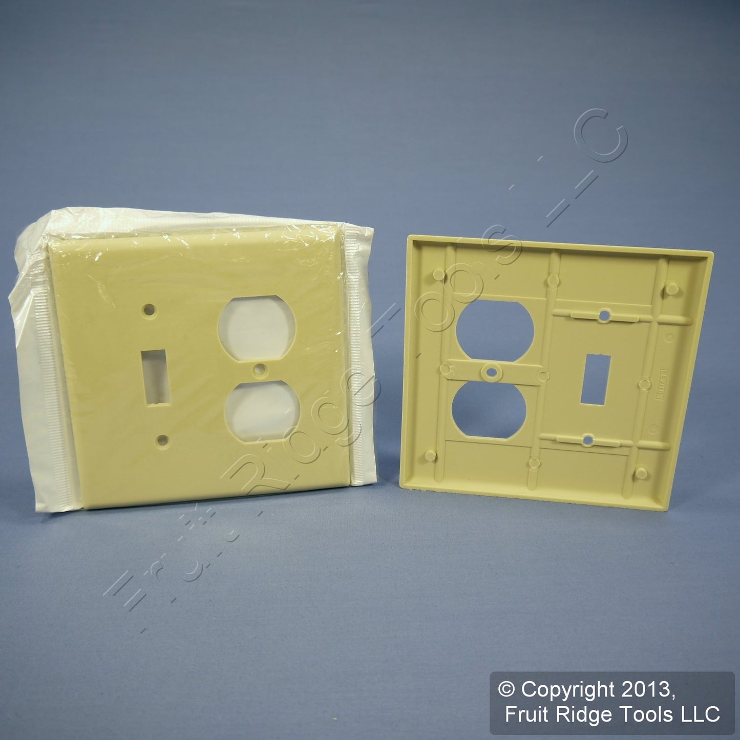 Leviton 80505-I Ivory 2-Gang Toggle Duplex Plastic Midway Wallplate Cover 2-pack