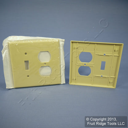 Leviton 80505-I Ivory 2-Gang Toggle Duplex Plastic Midway Wallplate Cover 2-pack
