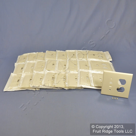 Leviton 80505-T Light Almond 2-Gang Toggle Duplex Plastic Midway Wallplate 25pcs