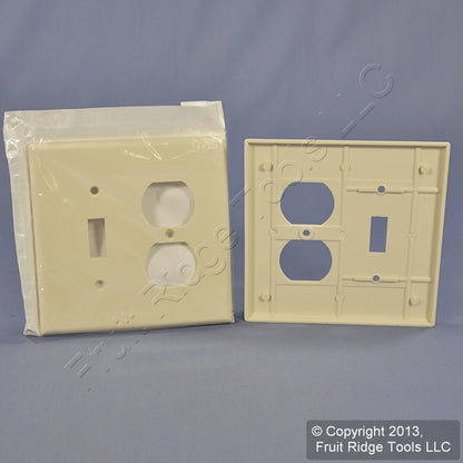 Leviton 80505-T Light Almond 2-Gang Toggle Duplex Plastic Midway Wallplate 25pcs