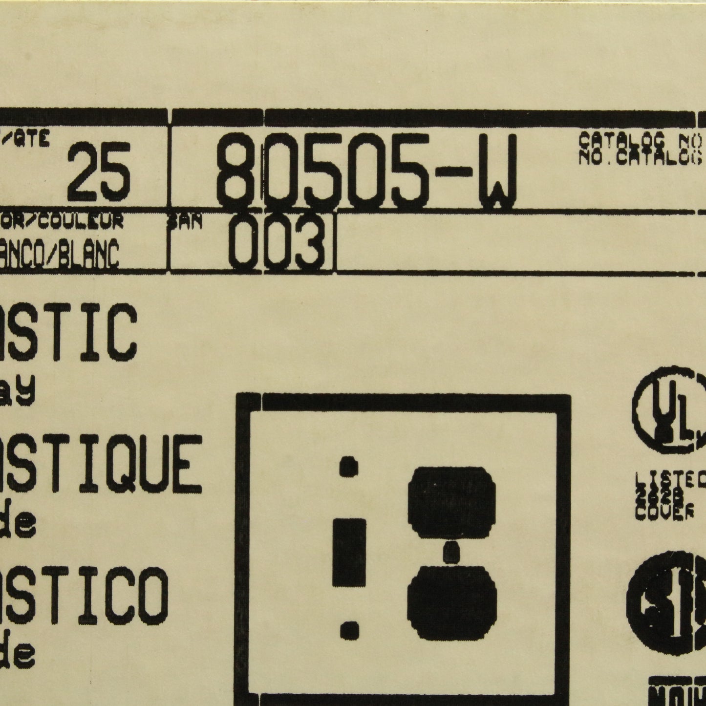 Leviton 80505-W White 2-Gang Toggle Duplex Plastic Midway Wallplate Cover 25pcs