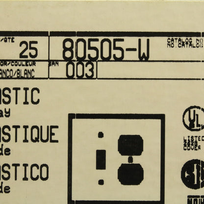Leviton 80505-W White 2-Gang Toggle Duplex Plastic Midway Wallplate Cover 25pcs