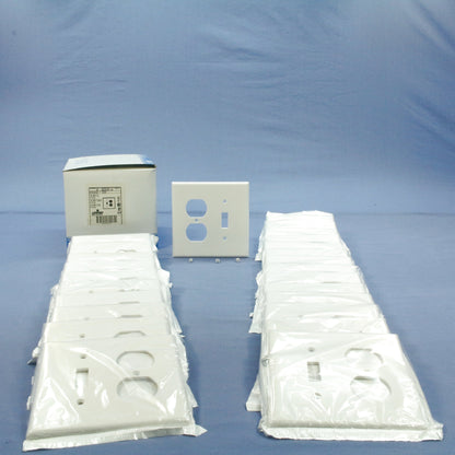 Leviton 80505-W White 2-Gang Toggle Duplex Plastic Midway Wallplate Cover 25pcs