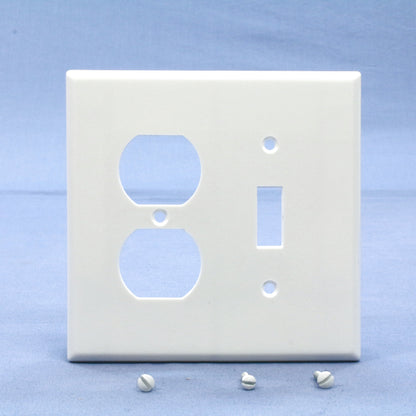 Leviton 80505-W White 2-Gang Toggle Duplex Plastic Midway Wallplate Cover 25pcs