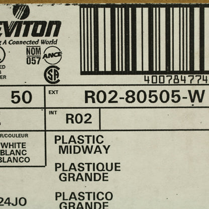 Leviton 80505-W White 2-Gang Toggle Duplex Plastic Midway Wallplate Cover 50pcs