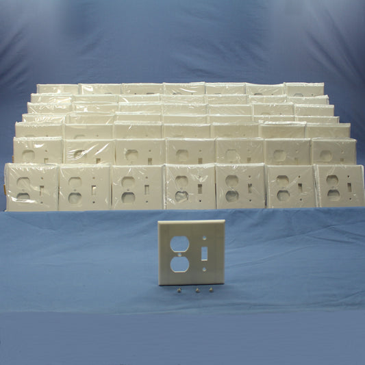 Leviton 80505-W White 2-Gang Toggle Duplex Plastic Midway Wallplate Cover 50pcs