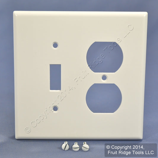 Leviton 80505-W white 2-Gang Midway Toggle Switch Duplex Outlet Wallplate Cover