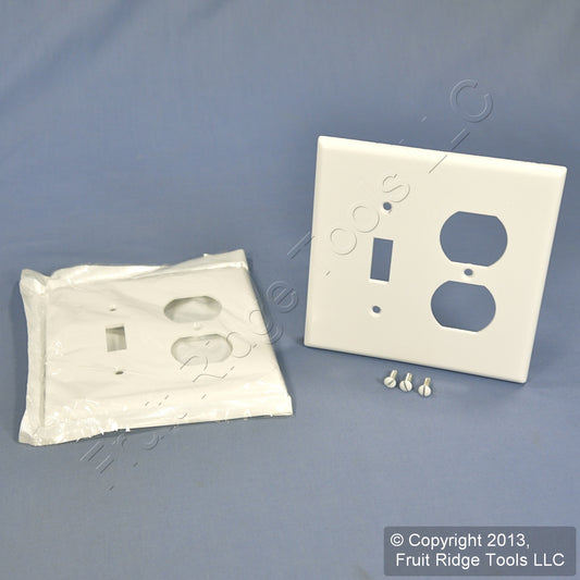 Leviton 80505-W white 2-Gang Toggle Duplex Plastic Midway Wallplate Cover 2-pack