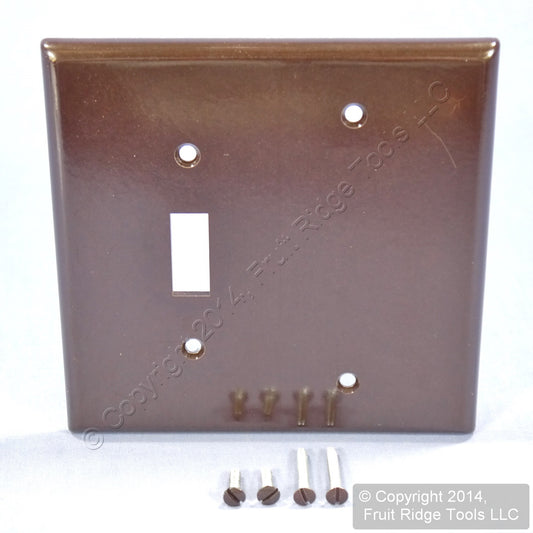 Leviton 80506 Brown Midway 2-Gang Toggle Blank Plastic Wallplate Cover Box Mount