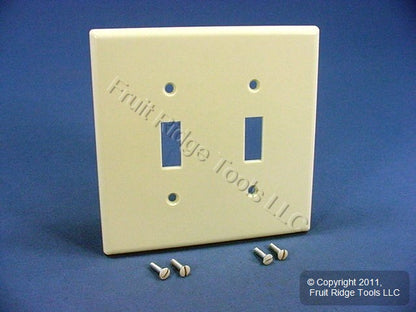 Leviton 80509-A Almond 2-Gang Toggle Switch Plastic Midway Wallplate Cover Plate