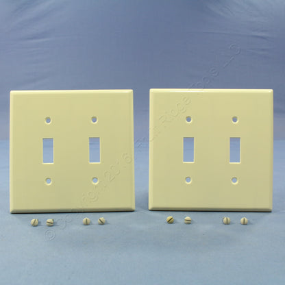 Leviton 80509-A Almond 2-Gang Toggle Switch Plastic Midway Wallplate Covers 2pcs