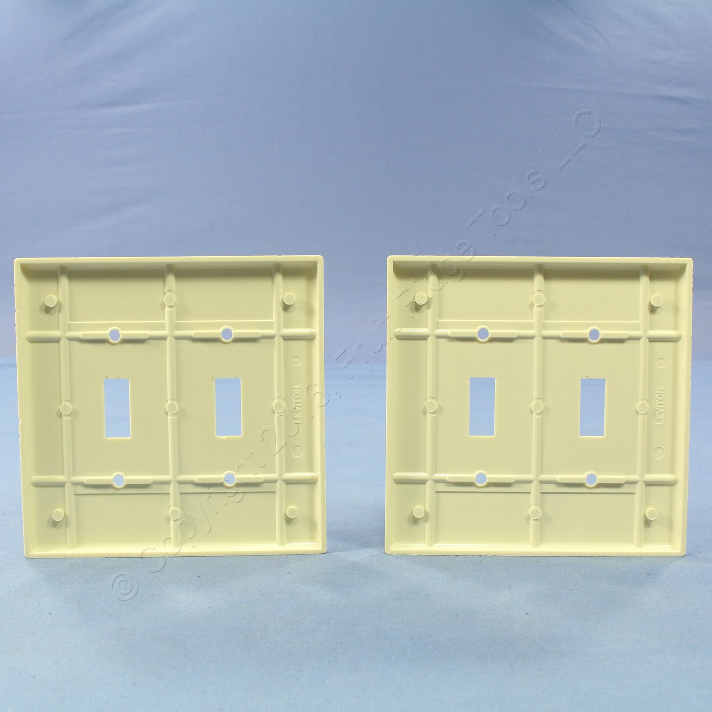 Leviton 80509-A Almond 2-Gang Toggle Switch Plastic Midway Wallplate Covers 2pcs