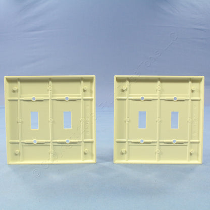 Leviton 80509-A Almond 2-Gang Toggle Switch Plastic Midway Wallplate Covers 2pcs