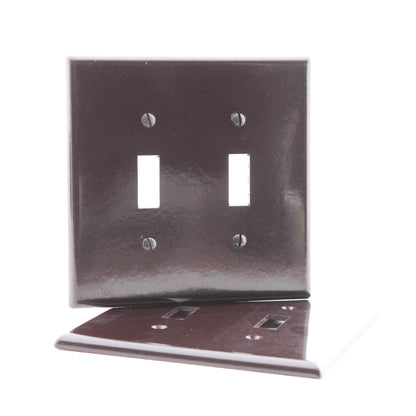Leviton 80509 Brown 2-Gang Toggle Switch Wallplate Midway Plastic Covers 2-pack