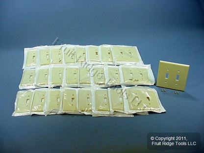 Leviton 80509-I Ivory 2-Gang Toggle Switch Plastic Midway Wallplate Covers 25pcs