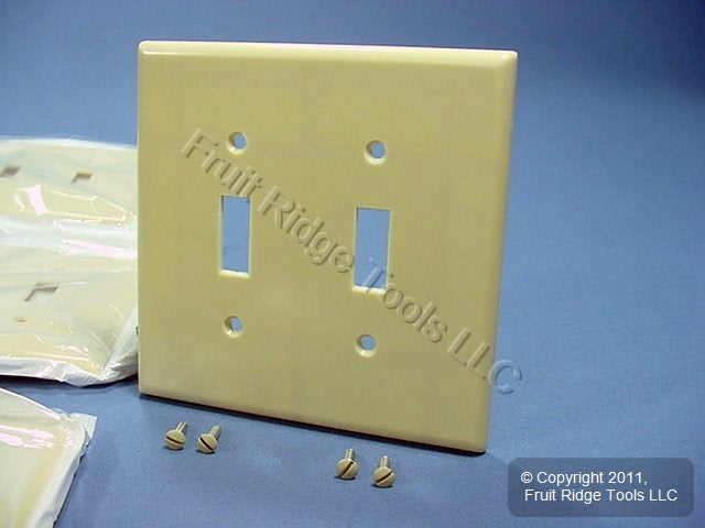 Leviton 80509-I Ivory 2-Gang Toggle Switch Plastic Midway Wallplate Covers 25pcs