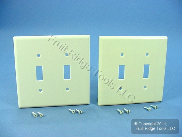 Leviton 80509-I Ivory 2-Gang Toggle Switch Plastic Midway Wallplate Covers 2pcs