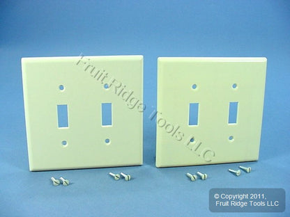 Leviton 80509-I Ivory 2-Gang Toggle Switch Plastic Midway Wallplate Covers 2pcs