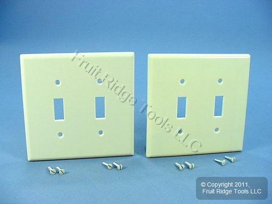 Leviton 80509-I Ivory 2-Gang Toggle Switch Plastic Midway Wallplate Covers 2pcs
