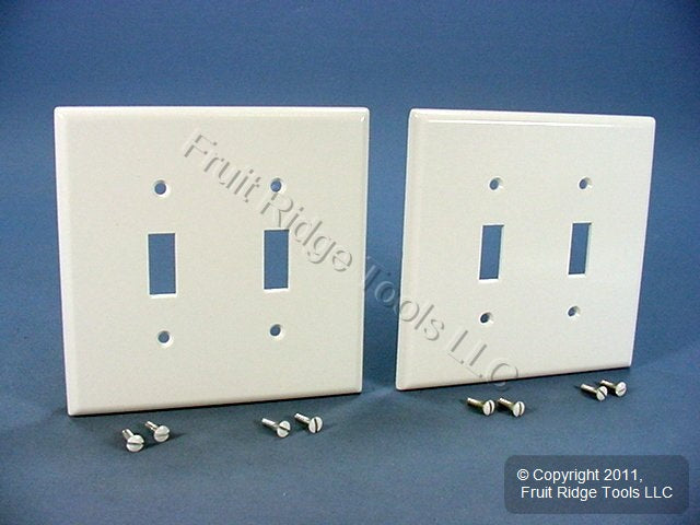 Leviton 80509-W White 2-Gang Toggle Switch Plastic Midway Wallplate Covers 2pcs