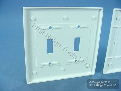 Leviton 80509-W White 2-Gang Toggle Switch Plastic Midway Wallplate Covers 2pcs