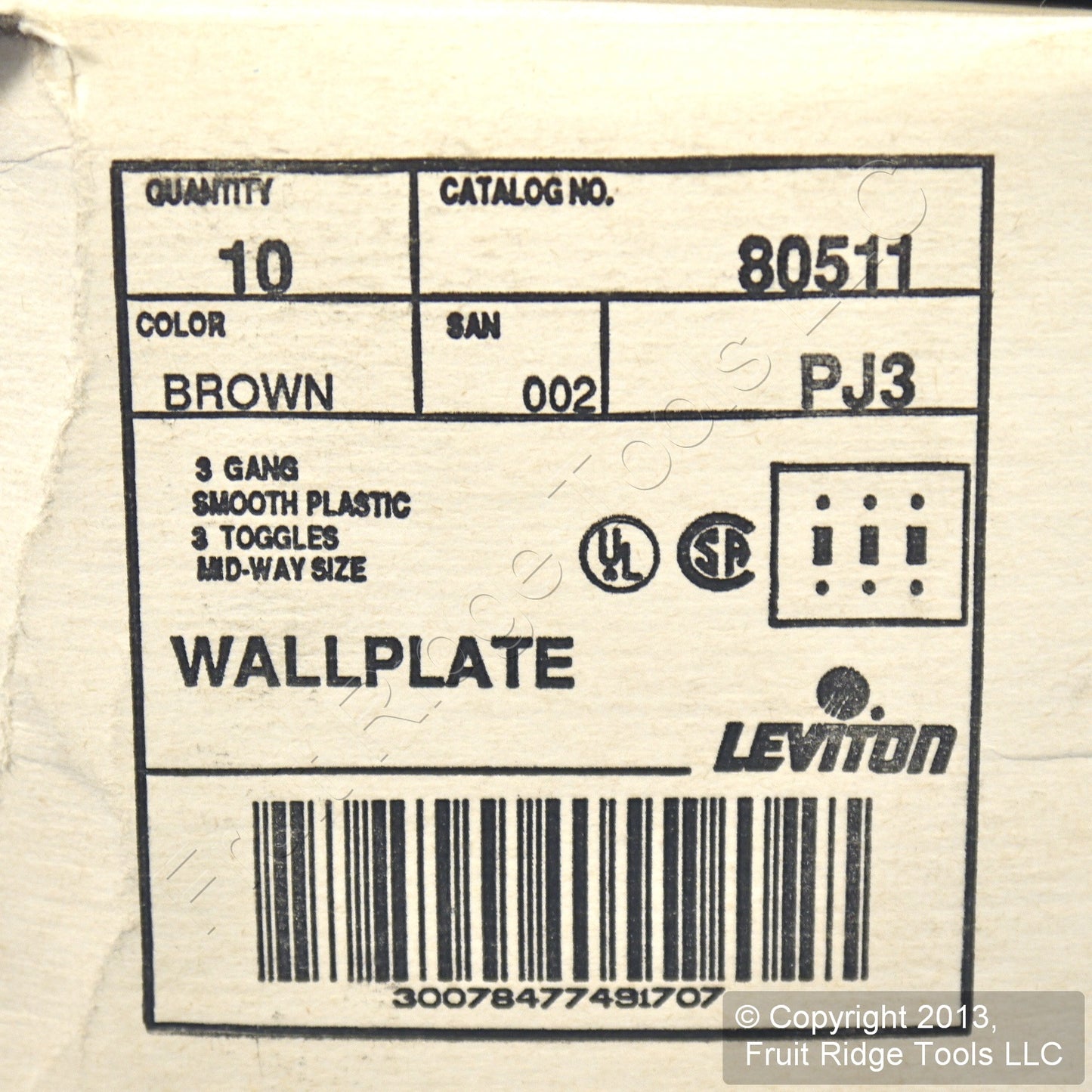 10 Leviton Brown Midway 3-Gang Toggle Switch Cover Wallplates Switchplate 80511