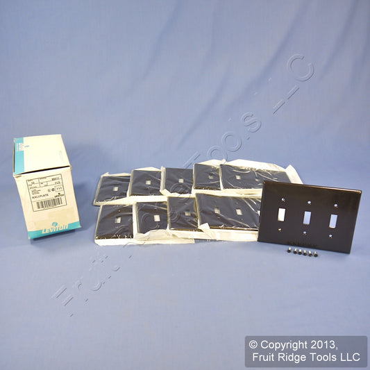 10 Leviton Brown Midway 3-Gang Toggle Switch Cover Wallplates Switchplate 80511