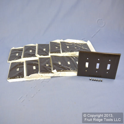 10 Leviton Brown Midway 3-Gang Toggle Switch Cover Wallplates Switchplate 80511