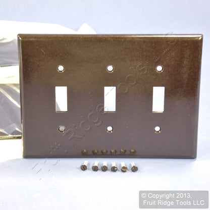 10 Leviton Brown Midway 3-Gang Toggle Switch Cover Wallplates Switchplate 80511