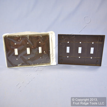 10 Leviton Brown Midway 3-Gang Toggle Switch Cover Wallplates Switchplate 80511