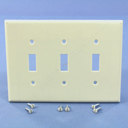 Leviton 80511-A Almond 3-Gang Toggle Switch Plastic Midway Wallplates 10-pack