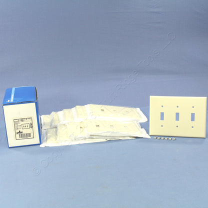 Leviton 80511-A Almond 3-Gang Toggle Switch Plastic Midway Wallplates 10-pack
