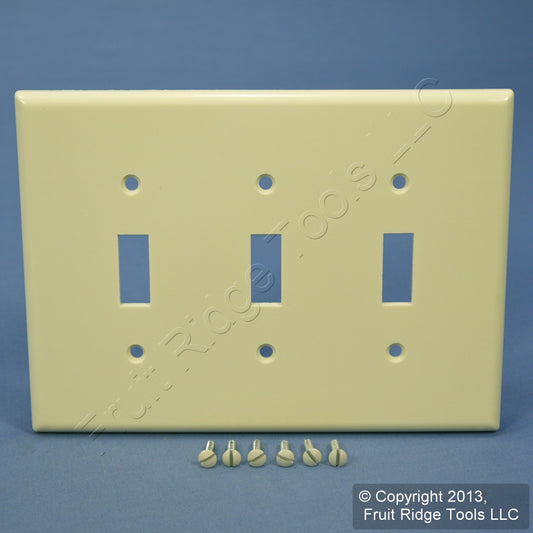 Leviton 80511-A Almond 3-Gang Toggle Switch Plastic Midway Wallplate Cover Plate