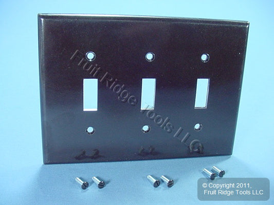Leviton 80511 Brown 3-Gang Toggle Switch Plastic Midway Wallplate Cover Plate