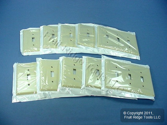 Leviton 80511-I Ivory 3-Gang Toggle Switch Midway Plastic Wallplate Covers 10pcs